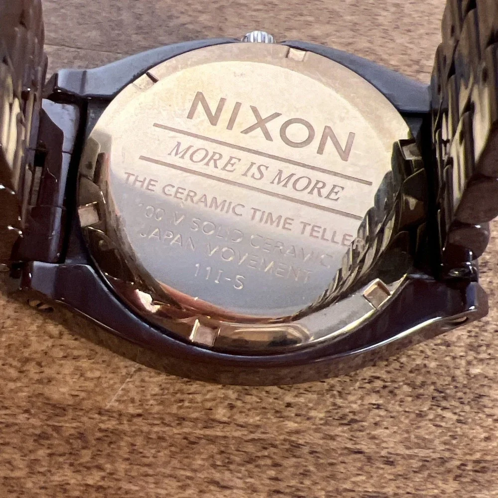 Nixon Men's The Time Teller Brown Ceramic‎ Quartz Watch - Untested Needs Battery